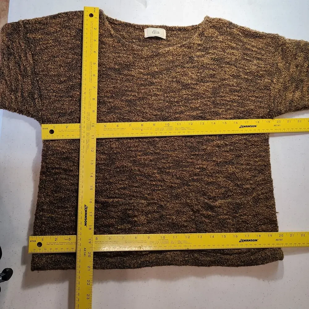 Vintage dia Boutique Brown Knit Sweater with Pockets Women's Oversize S USA 2597 - Picture 6 of 9